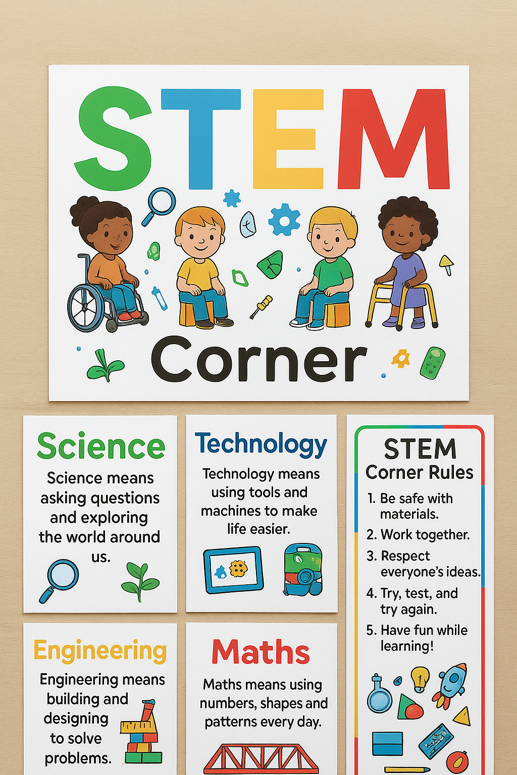 STEM Corner Poster Pack (Inclusive & Fun for Every Child)